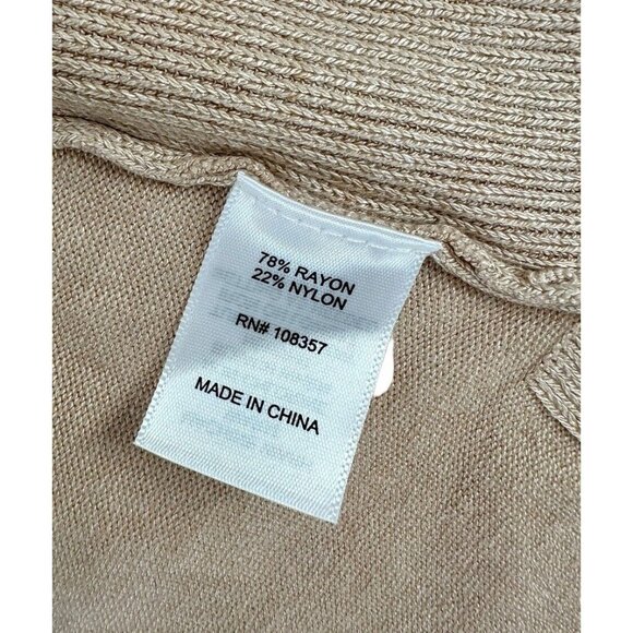 Worthington Petite Womens Long Sleeve Open Front Cardigan Size PXXL Tan NEW - Picture 9 of 12